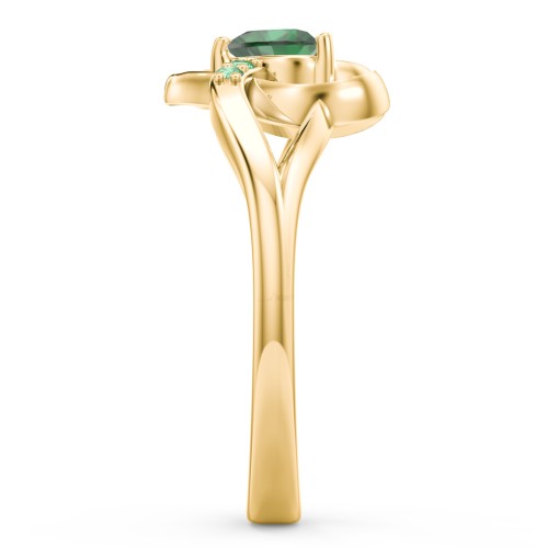 Infinity and Heart Birthstone Ring with Accents – 18K Gold Plated Silver with Emerald and Green Premium Zirconia