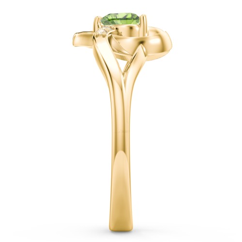 Infinity and Heart Birthstone Ring with Accents – 18K Gold Plated Silver with Peridot and Fancy Yellow Premium Zirconia