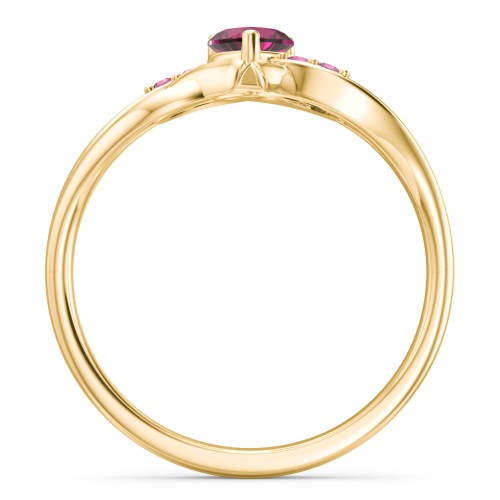 Infinity and Heart Birthstone Ring with Accents – 18K Gold Plated Silver with Ruby and Red Premium Zirconia