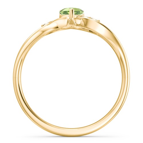 Infinity and Heart Birthstone Ring with Accents – 18K Gold Plated Silver with Peridot and Fancy Yellow Premium Zirconia
