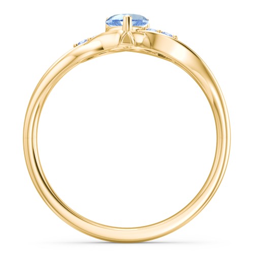 Infinity and Heart Birthstone Ring with Accents – 18K Gold Plated Silver with Blue Topaz and Fancy Blue Premium Zirconia