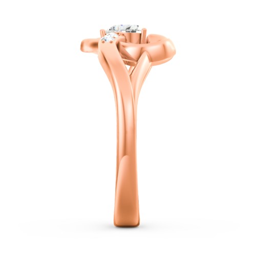 Infinity and Heart Birthstone Ring with Accents – 10K Rose Gold with Cubic Zirconia and White Premium Zirconia