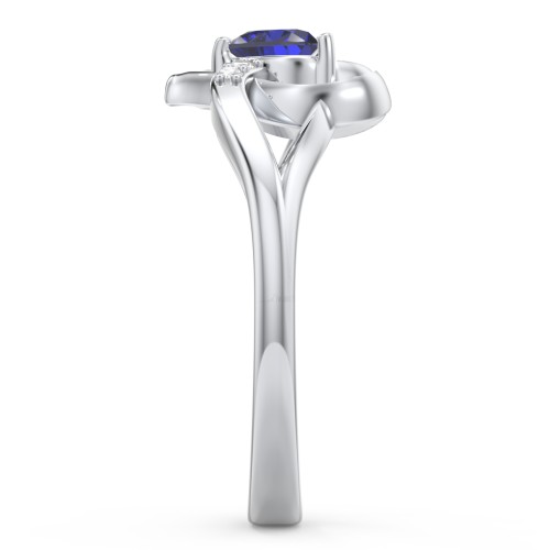 Infinity and Heart Birthstone Ring with Accents – Sterling Silver with Blue Sapphire and White Premium Zirconia