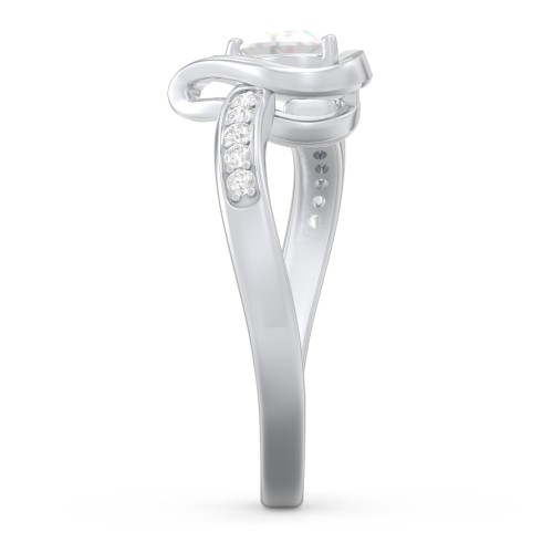Falling For You Accented Heart Ring – Sterling Silver with Opal and White Premium Zirconia