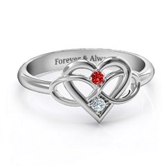 Together Forever Two-Stone Ring – Sterling Silver with Garnet and Cubic Zirconia