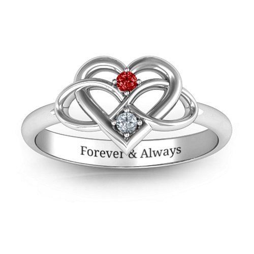 Together Forever Two-Stone Ring – Sterling Silver with Garnet and Cubic Zirconia