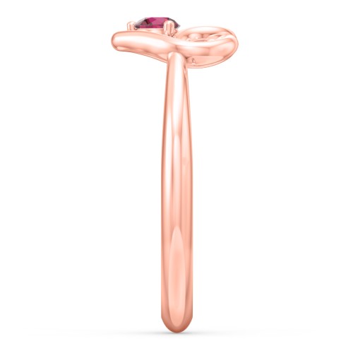 Forget Me Knot Heart Infinity Ring – 10K Rose Gold with Ruby