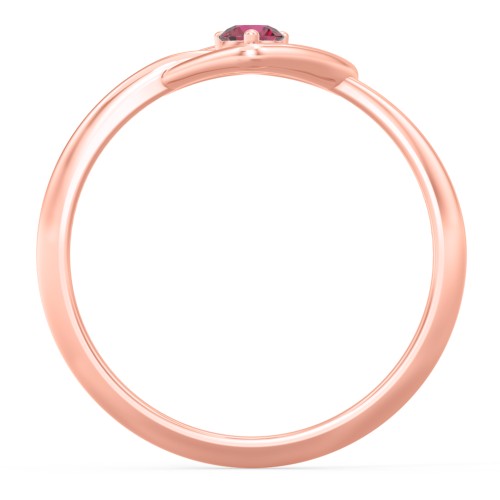 Forget Me Knot Heart Infinity Ring – 10K Rose Gold with Ruby