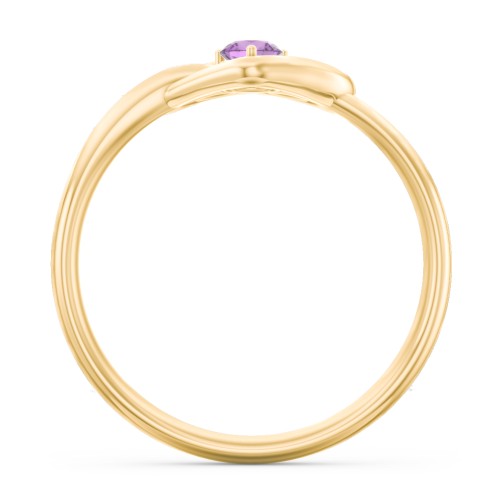 Forget Me Knot Heart Infinity Ring – 18K Gold Plated Silver with Amethyst