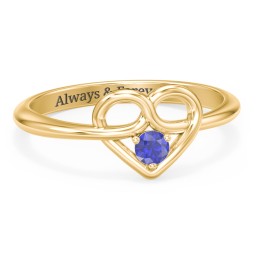 Forget Me Knot Heart Infinity Ring in 18K Gold Plated Silver with Blue Sapphire