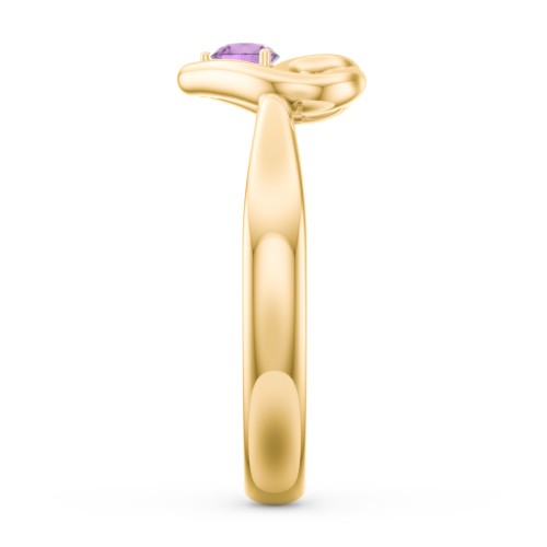 Forget Me Knot Heart Infinity Ring – 18K Gold Plated Silver with Amethyst
