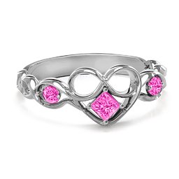 Shimmering Infinity Princess Stone Heart Ring
