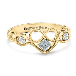 Shimmering Infinity Princess Stone Heart Ring