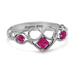 Shimmering Infinity Princess Stone Heart Ring
