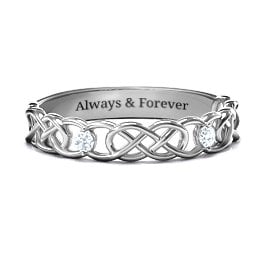 Two-Stone Interwoven Infinity Ring