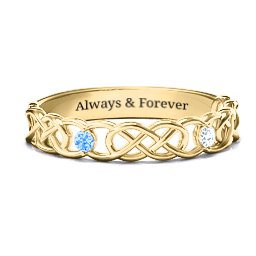Two-Stone Interwoven Infinity Ring