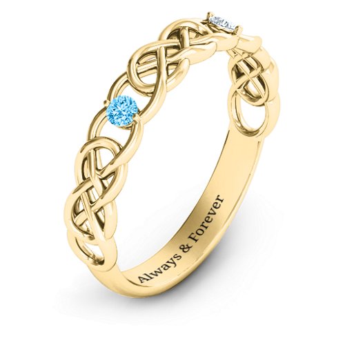 Two-Stone Interwoven Infinity Ring