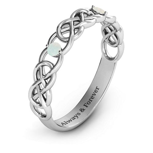 Two-Stone Interwoven Infinity Ring