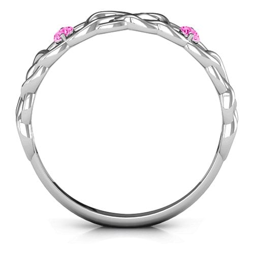 Two-Stone Interwoven Infinity Ring – Sterling Silver with Pink Tourmaline