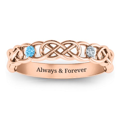 Two-Stone Interwoven Infinity Ring