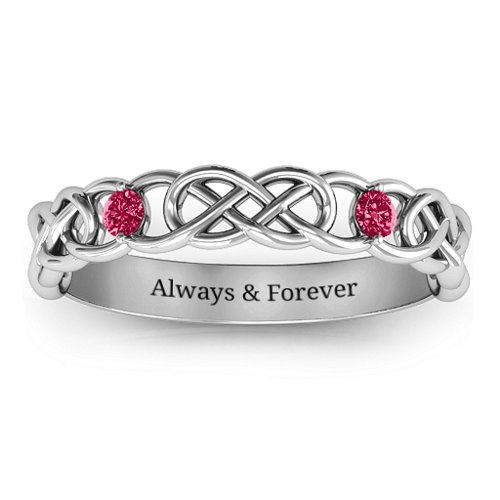 Two-Stone Interwoven Infinity Ring