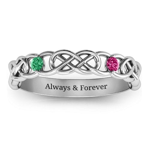 Two-Stone Interwoven Infinity Ring