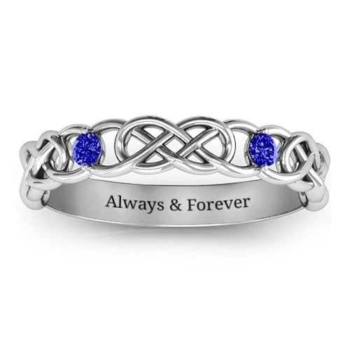 Two-Stone Interwoven Infinity Ring