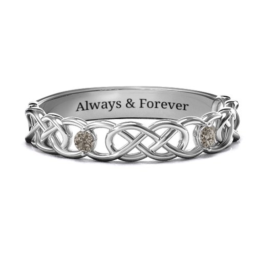 Two-Stone Interwoven Infinity Ring