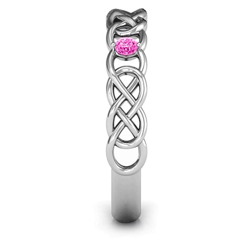 Two-Stone Interwoven Infinity Ring – Sterling Silver with Pink Tourmaline