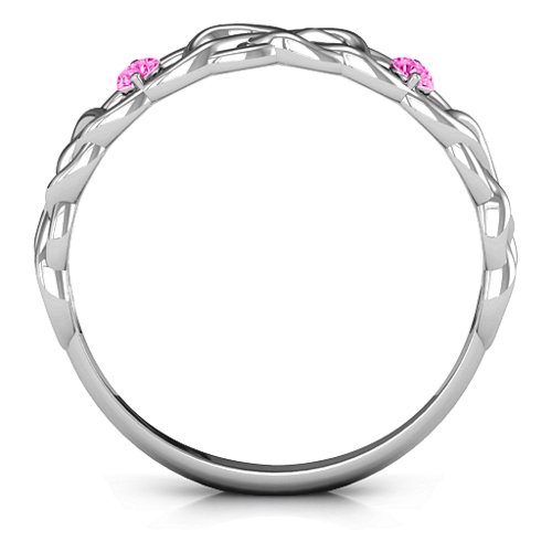 Two-Stone Interwoven Infinity Ring – Sterling Silver with Pink Tourmaline