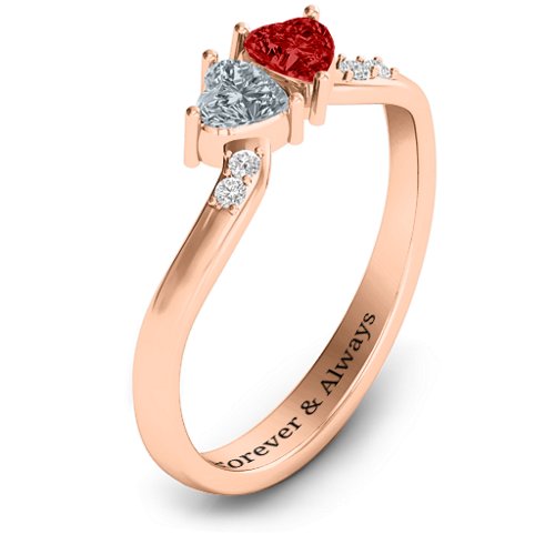 Follow Your Heart Ring – 10K Rose Gold with Cubic Zirconia, Garnet, and White Premium Zirconia