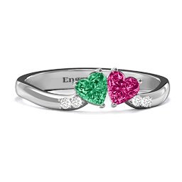 Follow Your Heart Ring in 925 Sterling Silver with Emerald, Ruby, and White Premium Zirconia