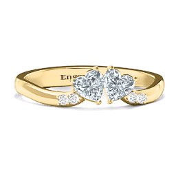 Follow Your Heart Ring in 10K Solid Yellow Gold with Cubic Zirconia and White Premium Zirconia
