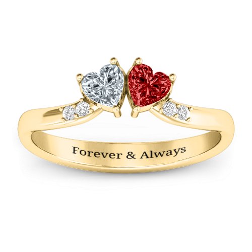 Follow Your Heart Ring – 10K Yellow Gold with Cubic Zirconia, Garnet, and White Premium Zirconia