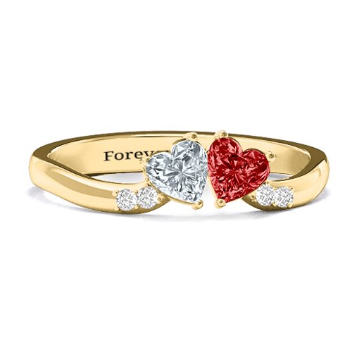 Follow Your Heart Ring – 10K Yellow Gold with Cubic Zirconia, Garnet, and White Premium Zirconia