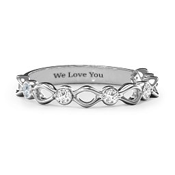 Five-Stone Family Forever Band in 925 Sterling Silver with Cubic Zirconia and White Premium Zirconia