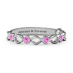 Five-Stone Family Forever Band in 925 Sterling Silver with Pink Tourmaline
