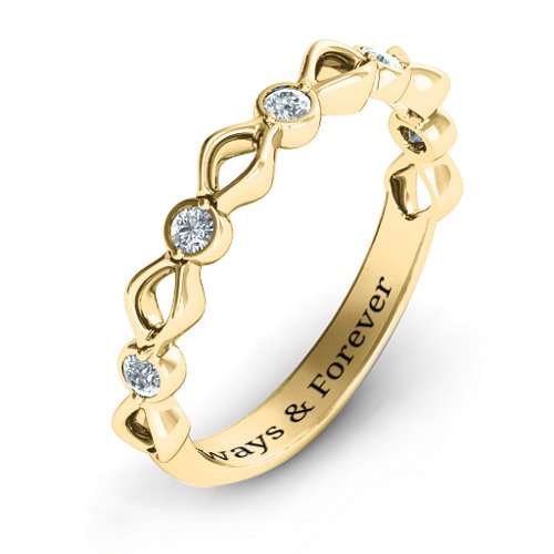 Five-Stone Family Forever Band – 10K Yellow Gold with Cubic Zirconia