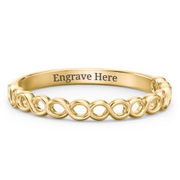Dreaming Of Infinity Band in 10K Solid Yellow Gold with Red Premium Zirconia, Amethyst Premium Zirconia, and Amethyst
