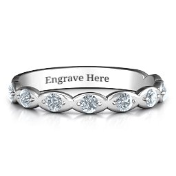 Vintage Glamour Accented Band in 925 Sterling Silver with Cubic Zirconia, Amethyst Premium Zirconia, Red Premium Zirconia, and Amethyst