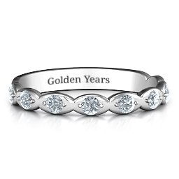 Vintage Glamour Accented Band in 925 Sterling Silver with Cubic Zirconia, Amethyst Premium Zirconia, Red Premium Zirconia, and Amethyst