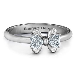 Beauty And The Bow Ring in 925 Sterling Silver with Cubic Zirconia and White Premium Zirconia