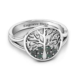 Always Around Love 6 Stone Family Tree Ring in 925 Sterling Silver with Alexandrite
