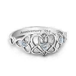 Triple Trinity Celtic Heart Ring