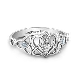 Triple Trinity Celtic Heart Ring