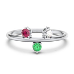 Stacking Ring with 1-5 Stones in 925 Sterling Silver with Emerald, Ruby, Cubic Zirconia, and Aquamarine