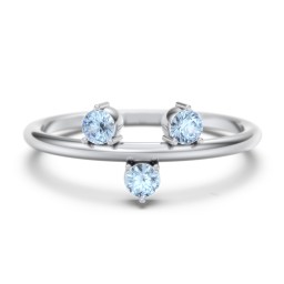 Stacking Ring with 1-5 Stones in 925 Sterling Silver with Blue Topaz, Aquamarine, and Cubic Zirconia