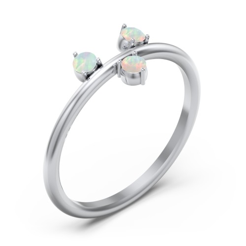 Stacking Ring with 1-5 Stones – Sterling Silver with Opal