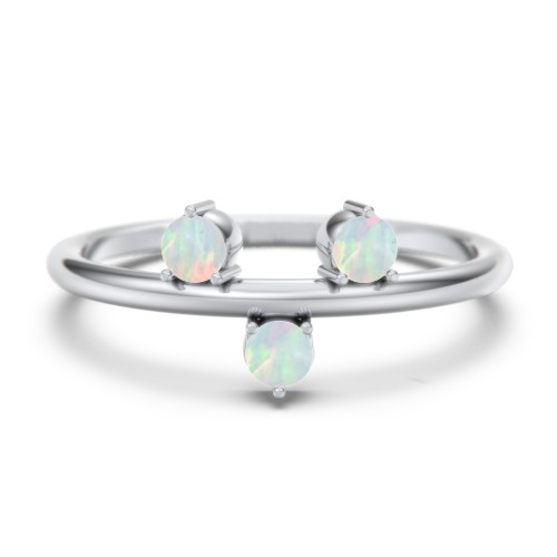 Stacking Ring with 1-5 Stones – Sterling Silver with Opal