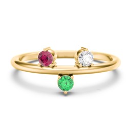 Stacking Ring with 1-5 Stones in 10K Solid Yellow Gold with Emerald, Ruby, Cubic Zirconia, and Aquamarine